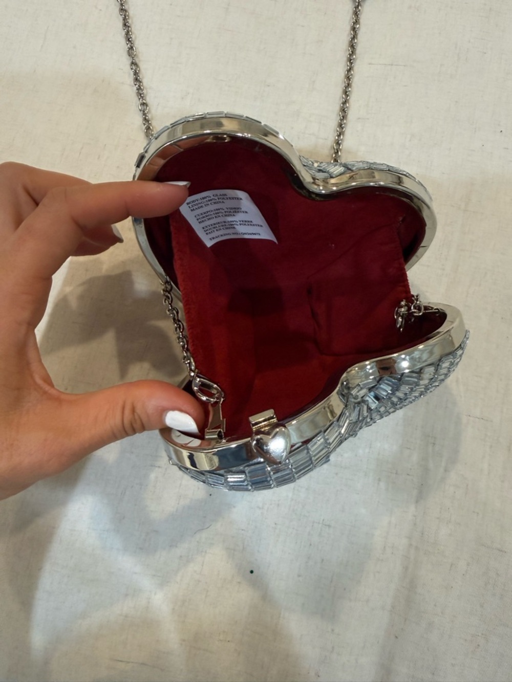 Betsey Johnson Silver Heart Disco Mirror Clutch - Picture 6 of 8